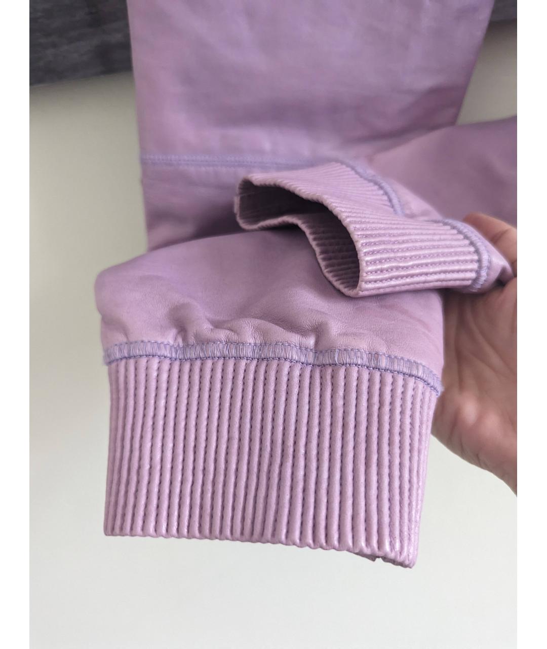 TOM FORD Фиолетовые кожаные прямые брюки, фото 6