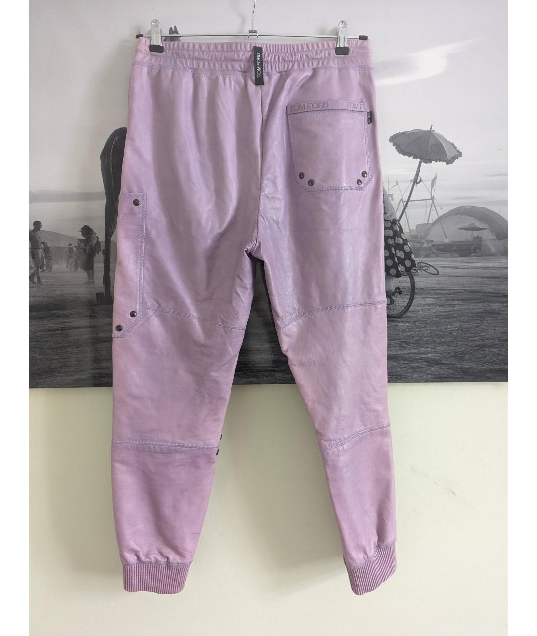 TOM FORD Фиолетовые кожаные прямые брюки, фото 3