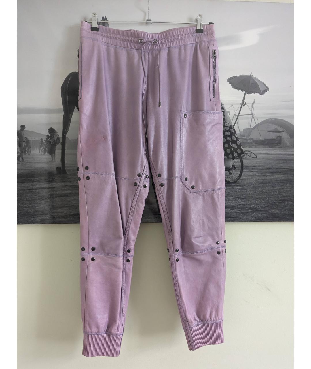 TOM FORD Фиолетовые кожаные прямые брюки, фото 9