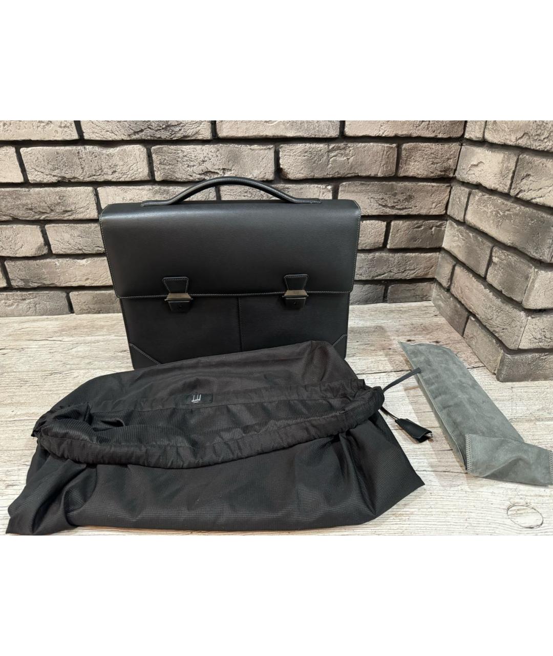 DUNHILL Черный кожаный портфель, фото 6