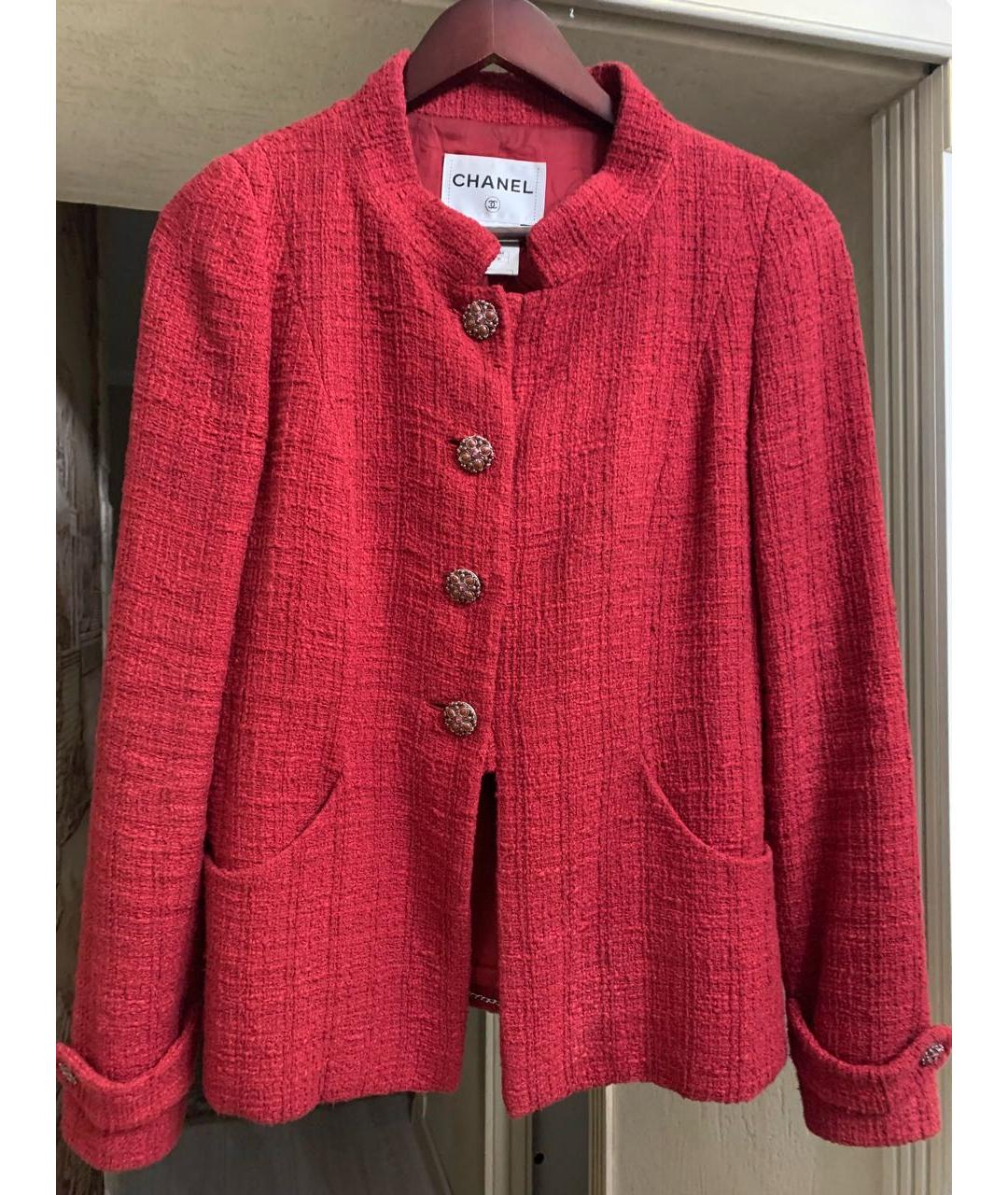 CHANEL PRE-OWNED Красный твидовый жакет/пиджак, фото 3