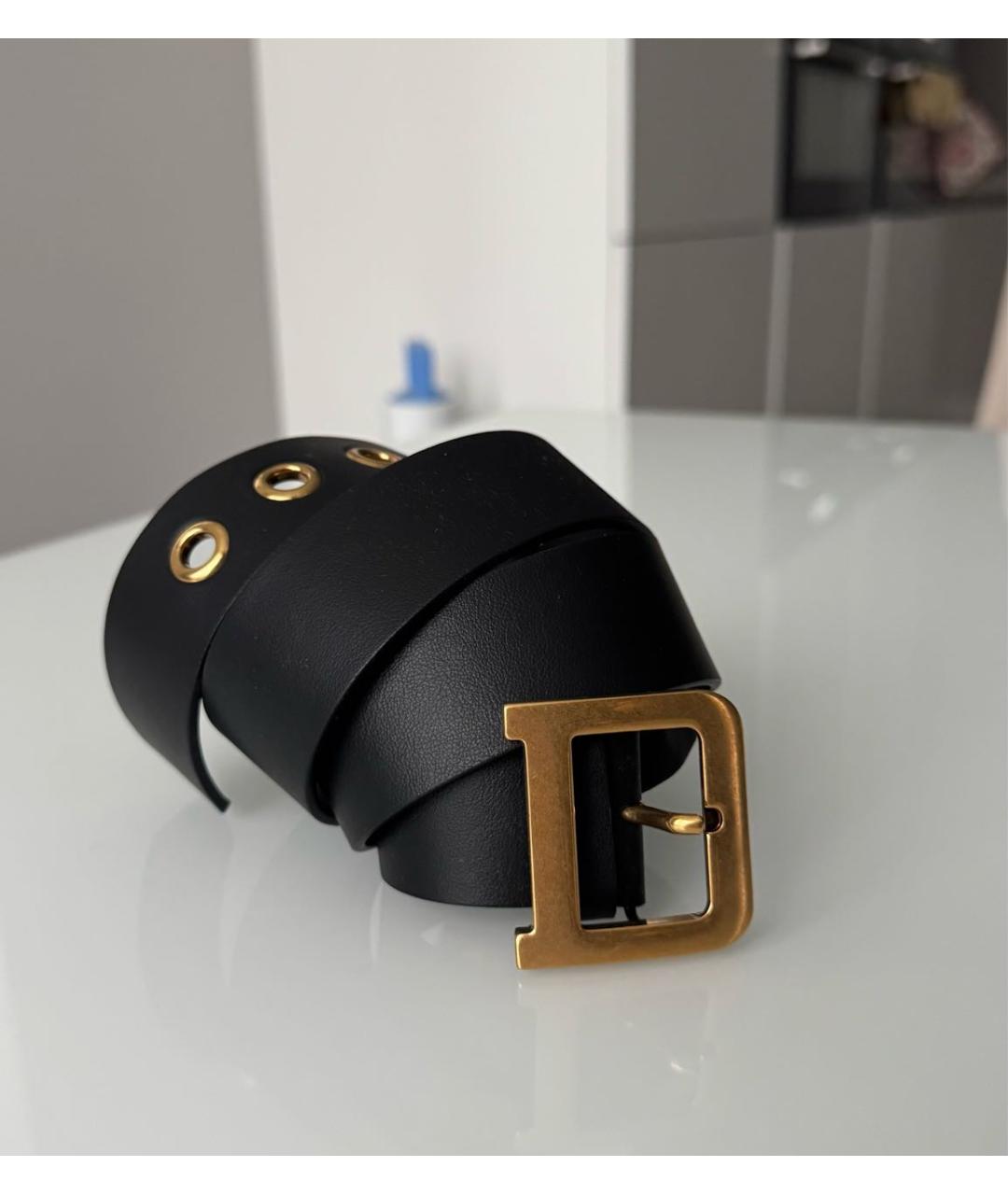 CHRISTIAN DIOR Черный кожаный ремень, фото 4