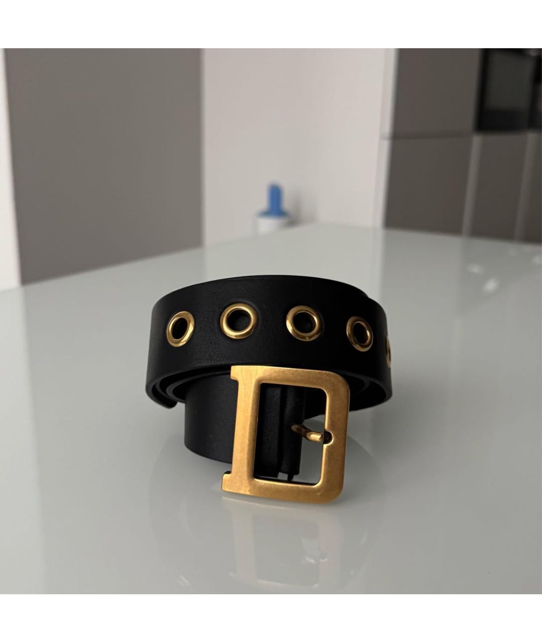 CHRISTIAN DIOR Черный кожаный ремень, фото 2