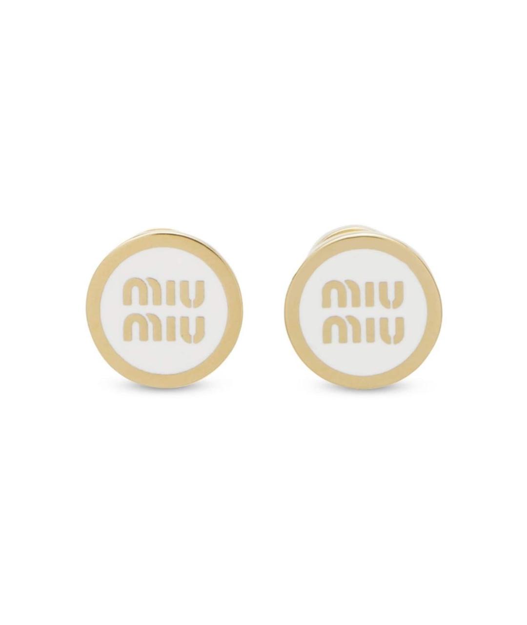 MIU MIU Белые металлические серьги, фото 8