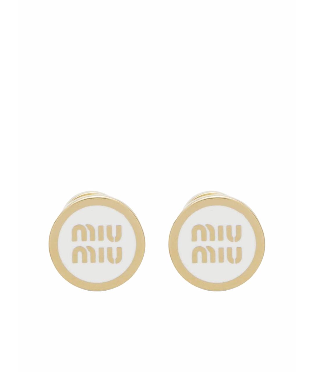 MIU MIU Белые металлические серьги, фото 1