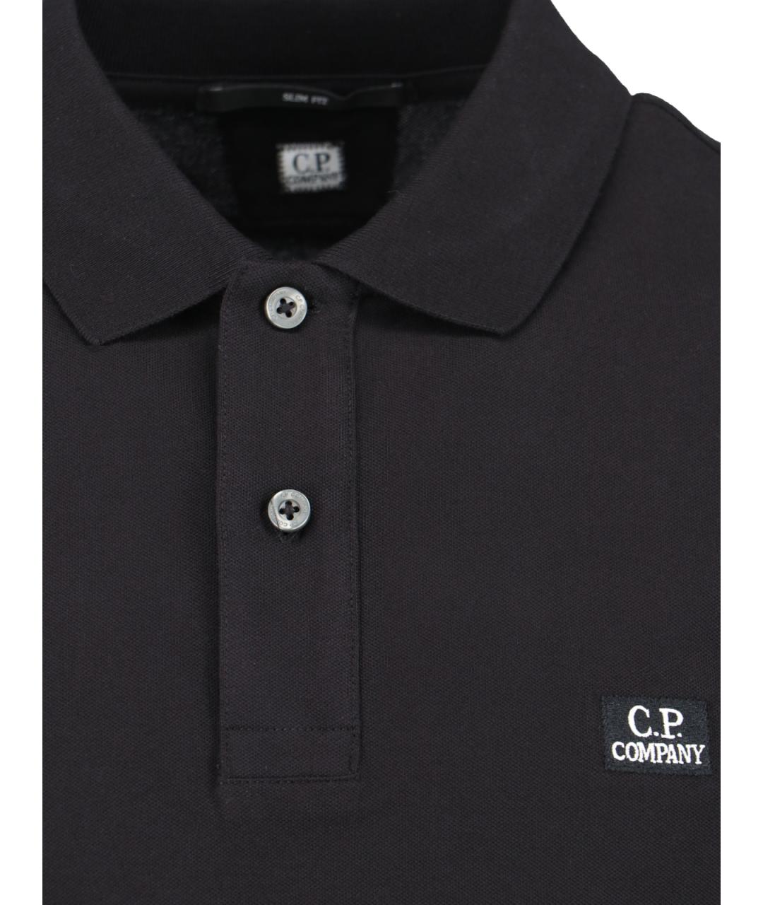 CP COMPANY Черное хлопковое поло с коротким рукавом, фото 3