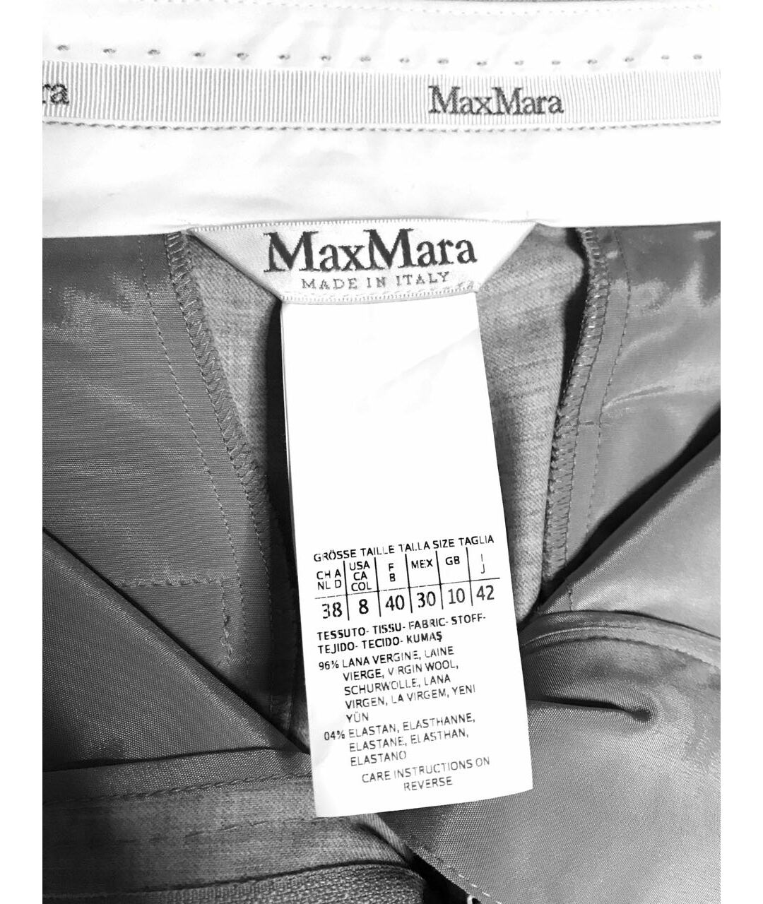MAX MARA Серые шерстяные прямые брюки, фото 4