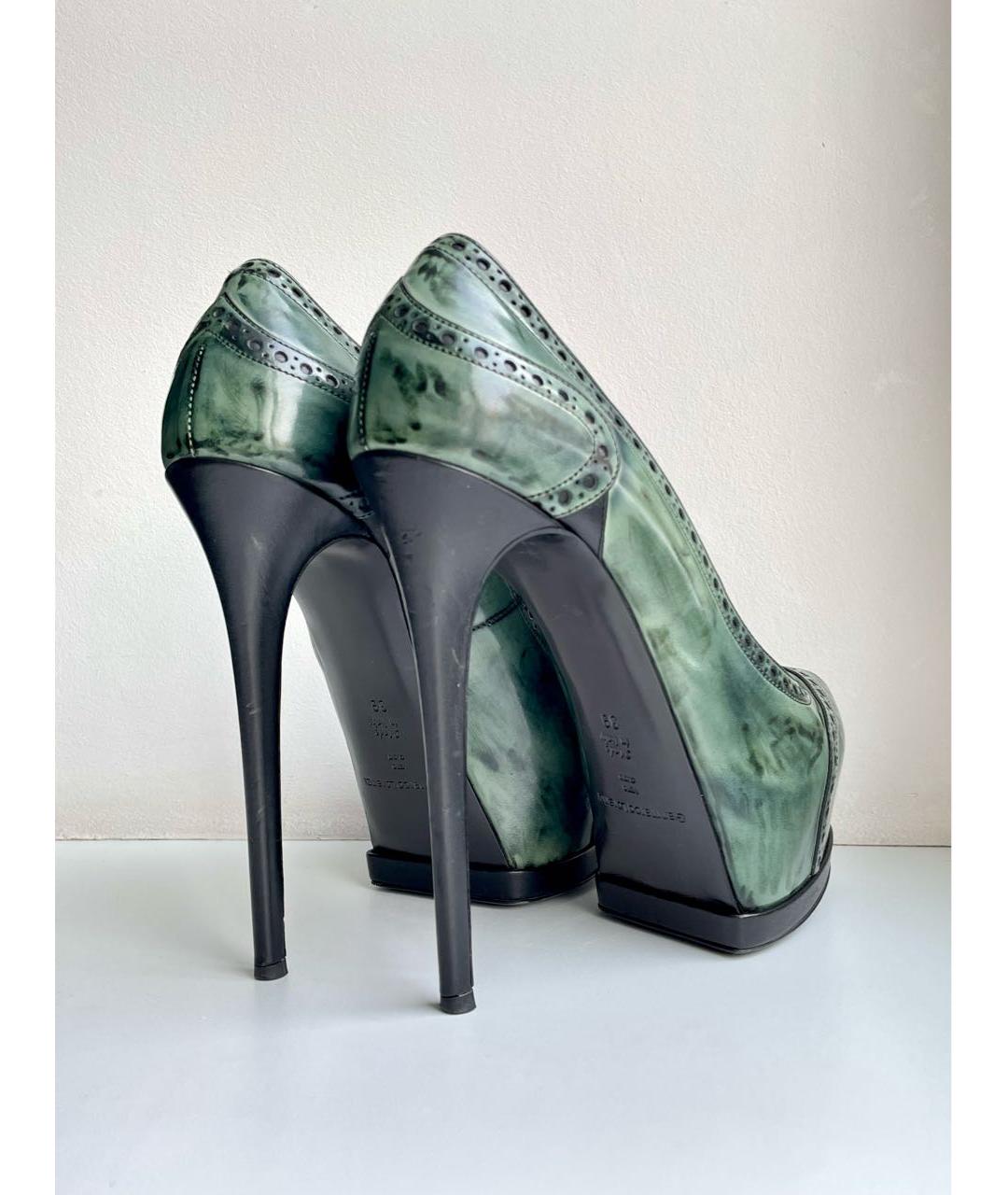 GIAN MARCO LORENZI Зеленые кожаные туфли, фото 4