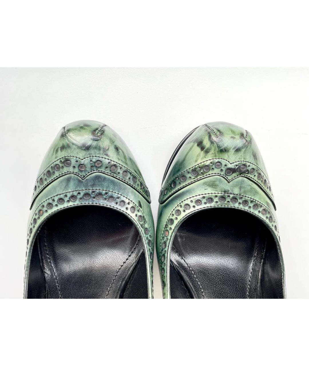 GIAN MARCO LORENZI Зеленые кожаные туфли, фото 7