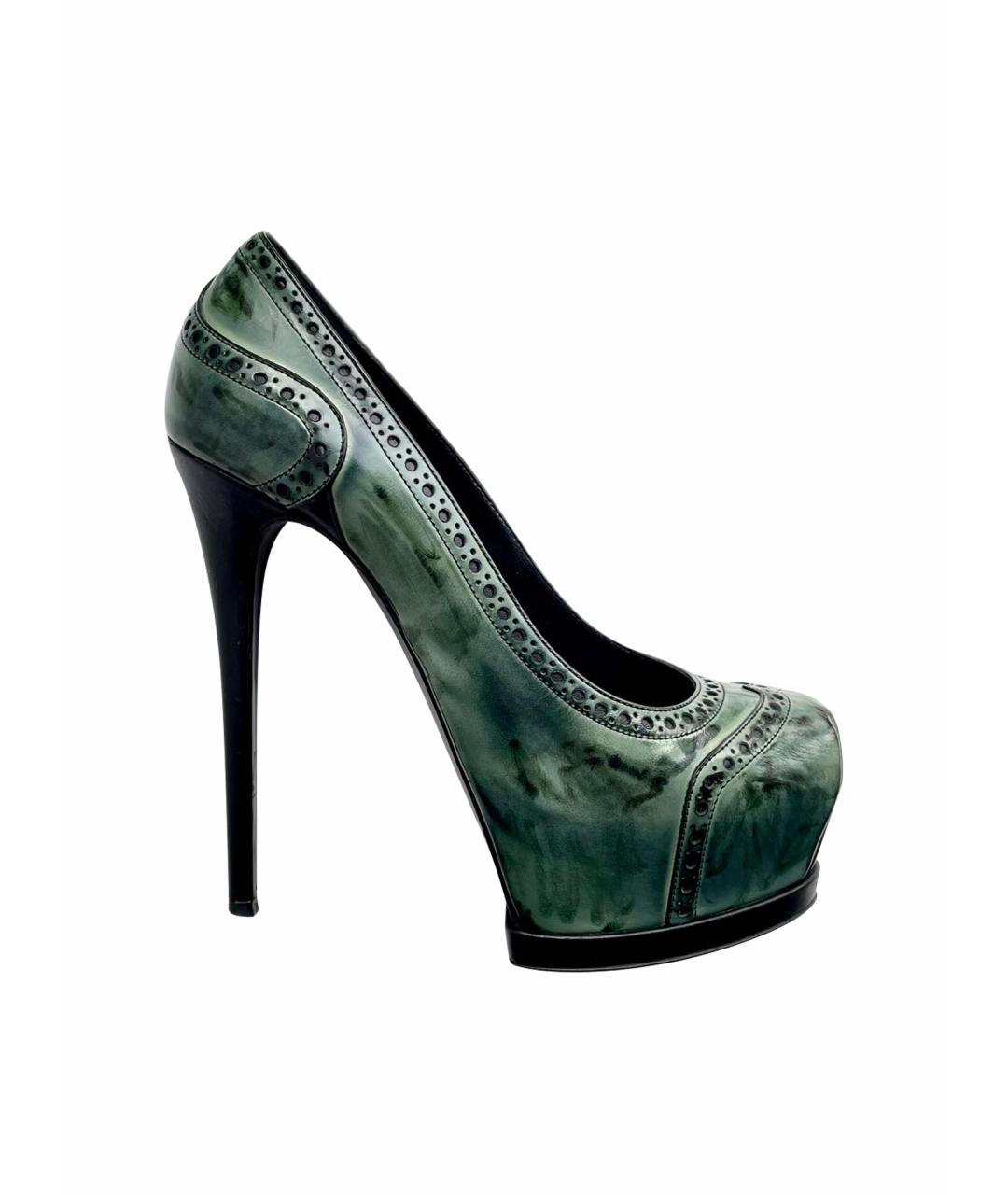 GIAN MARCO LORENZI Зеленые кожаные туфли, фото 1