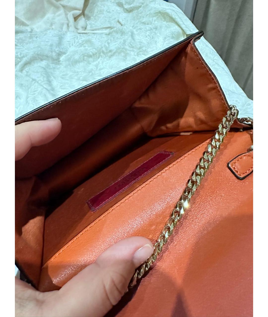 VALENTINO Оранжевая кожаная сумка через плечо, фото 4