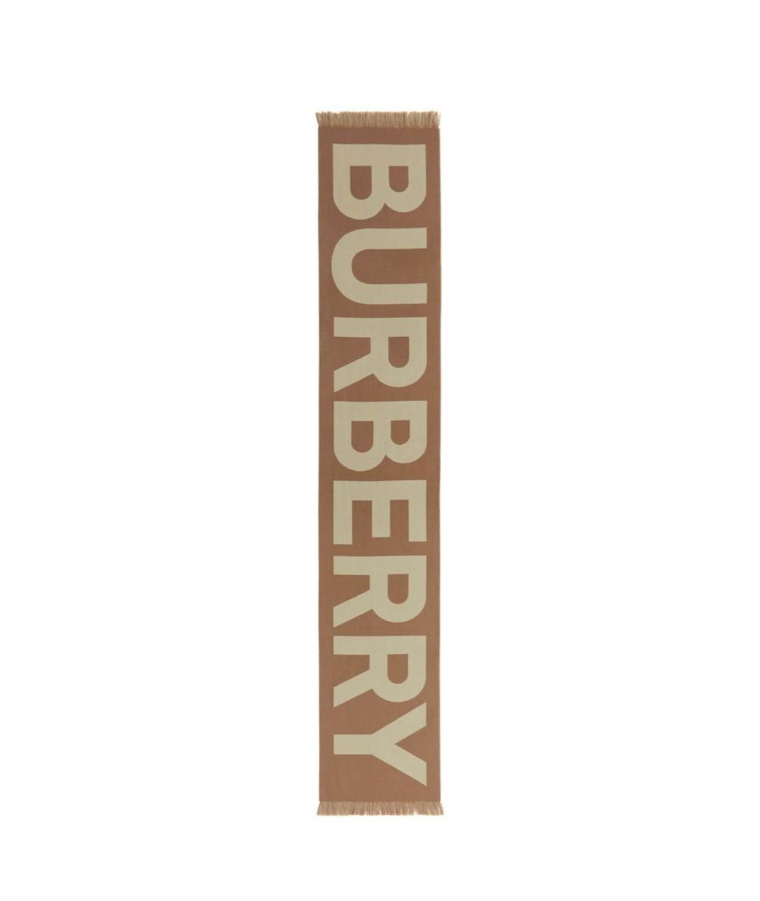 BURBERRY Коричневый шерстяной шарф, фото 4