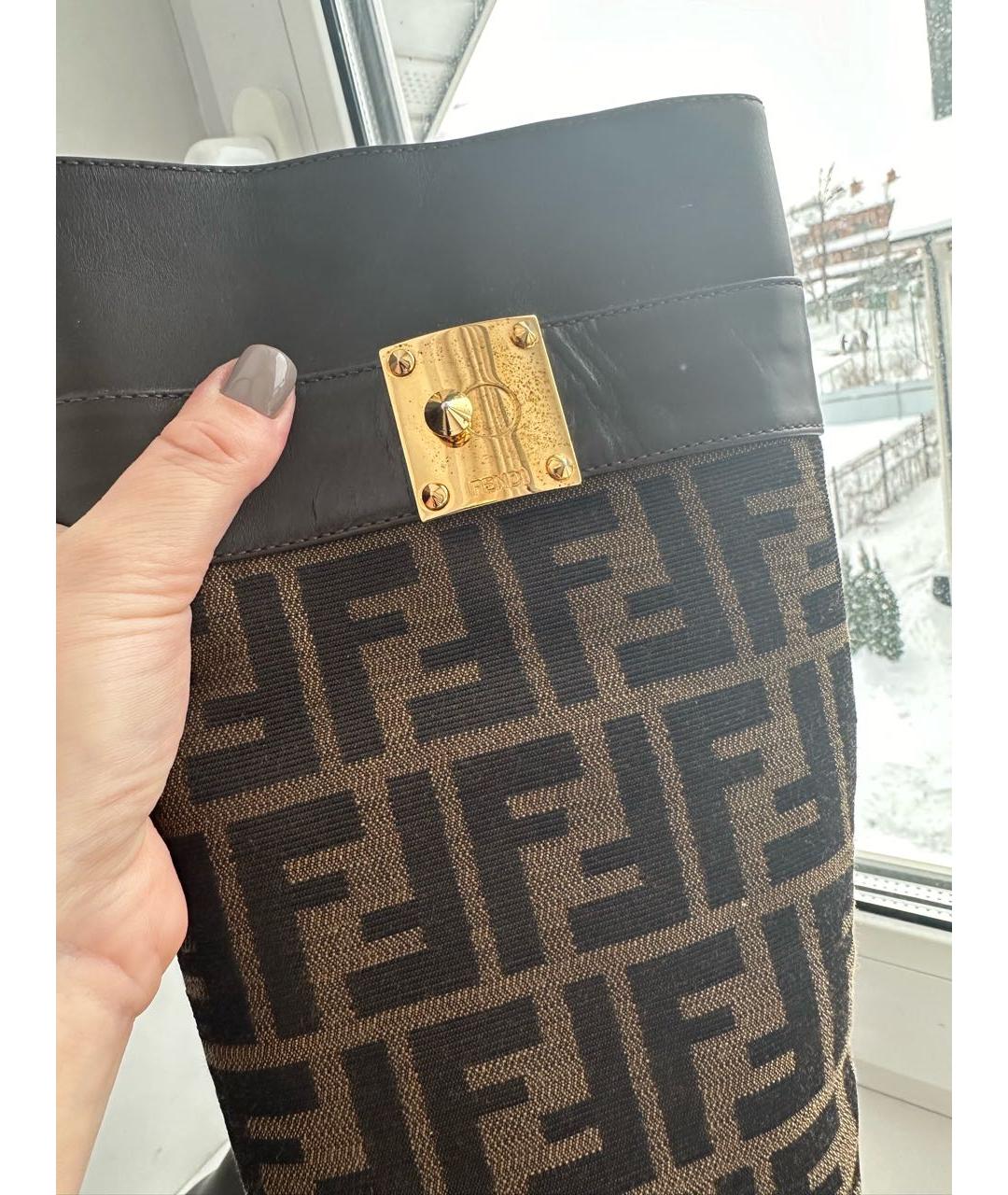 FENDI Коричневые кожаные сапоги, фото 4