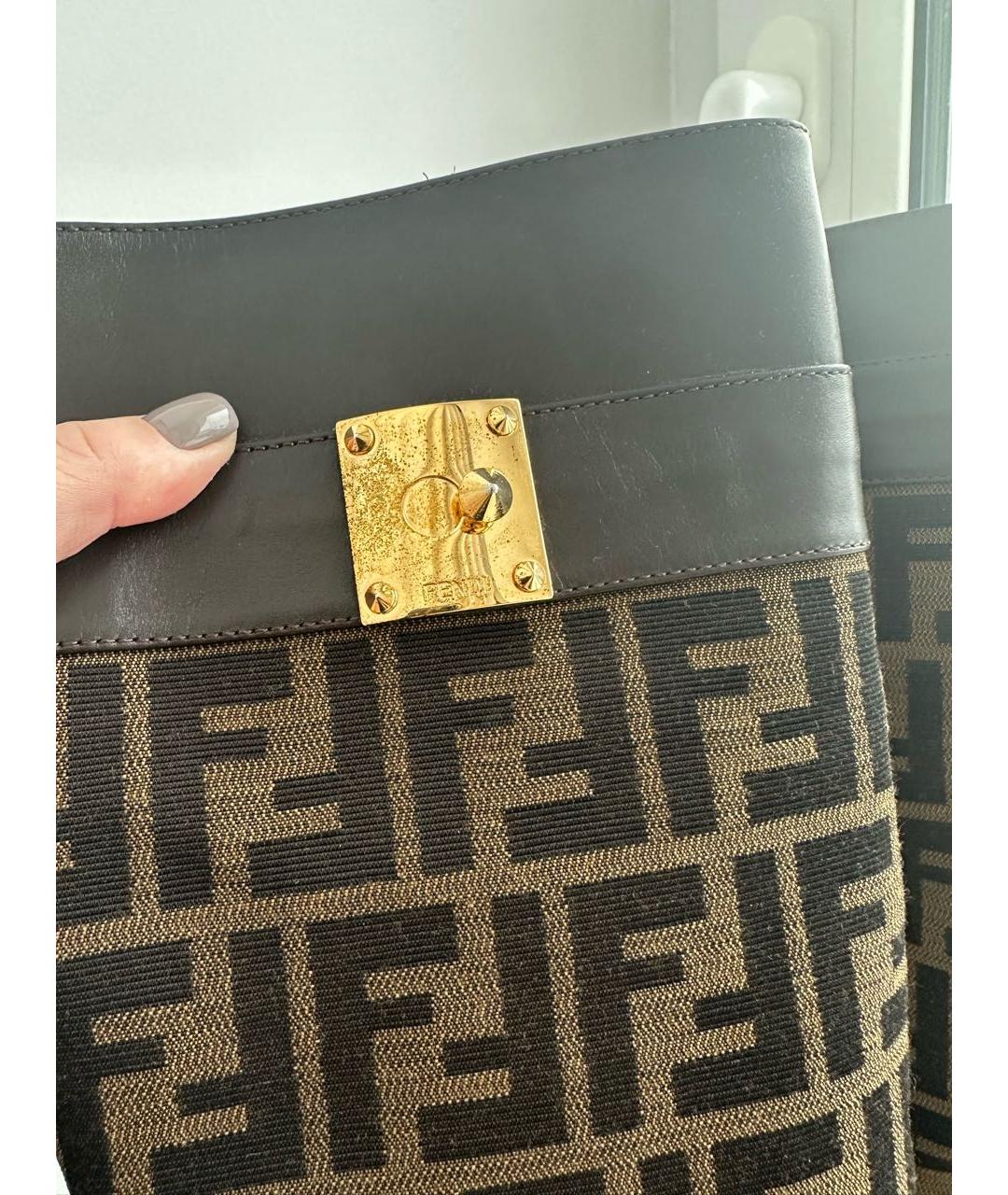 FENDI Коричневые кожаные сапоги, фото 2