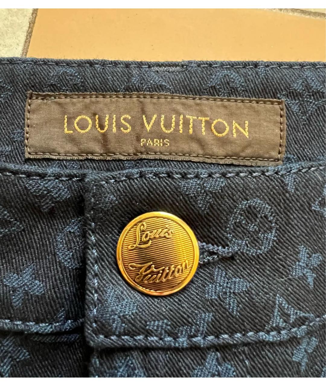 LOUIS VUITTON Темно-синие хлопко-эластановые джинсы слим, фото 4