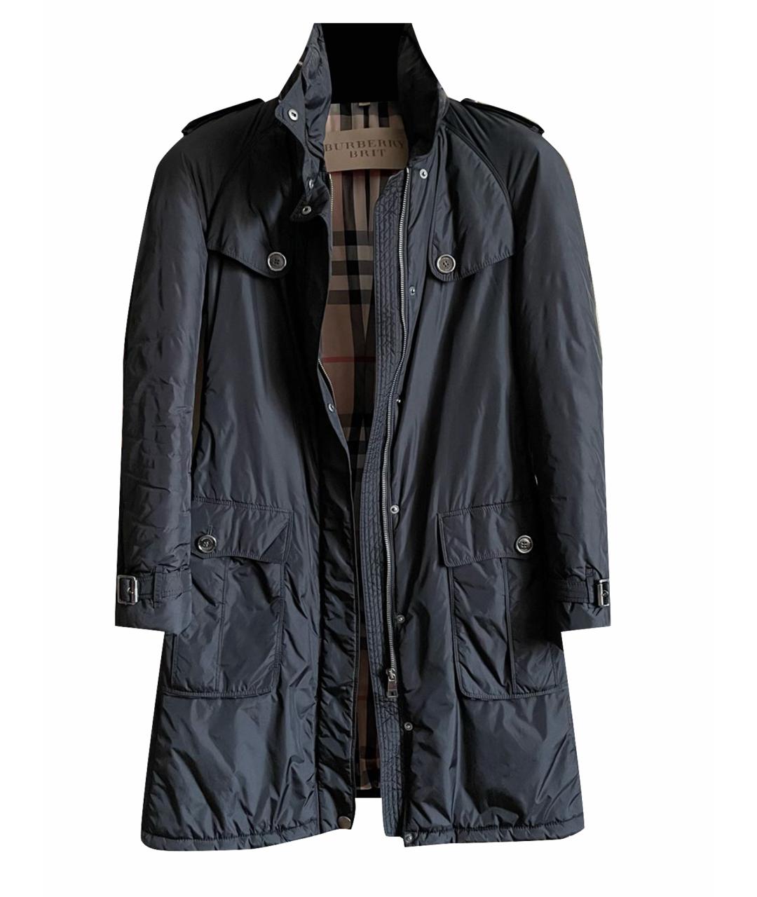 BURBERRY Черное полиэстеровое пальто, фото 1