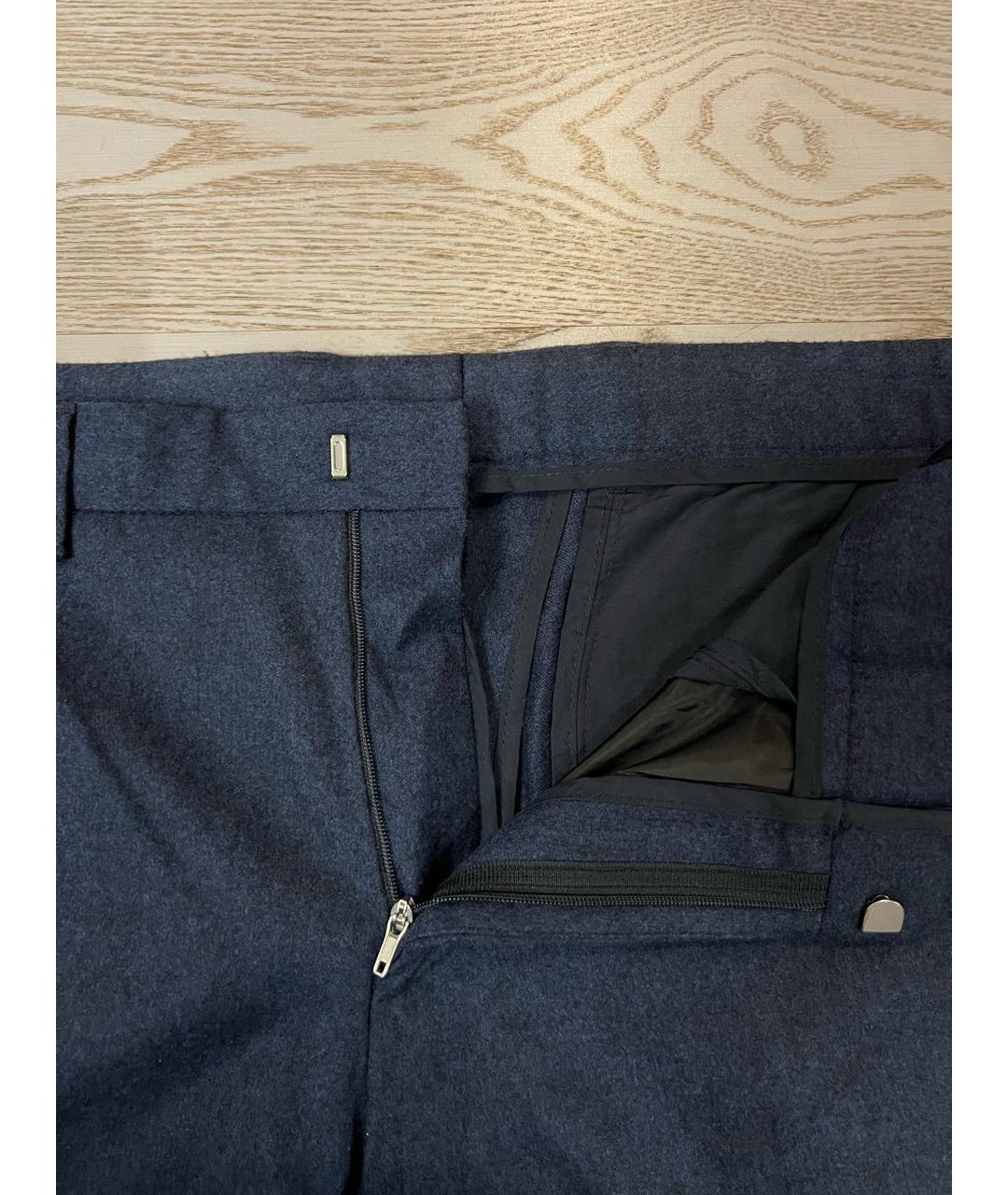 HUGO BOSS Темно-синие шерстяные повседневные брюки, фото 3