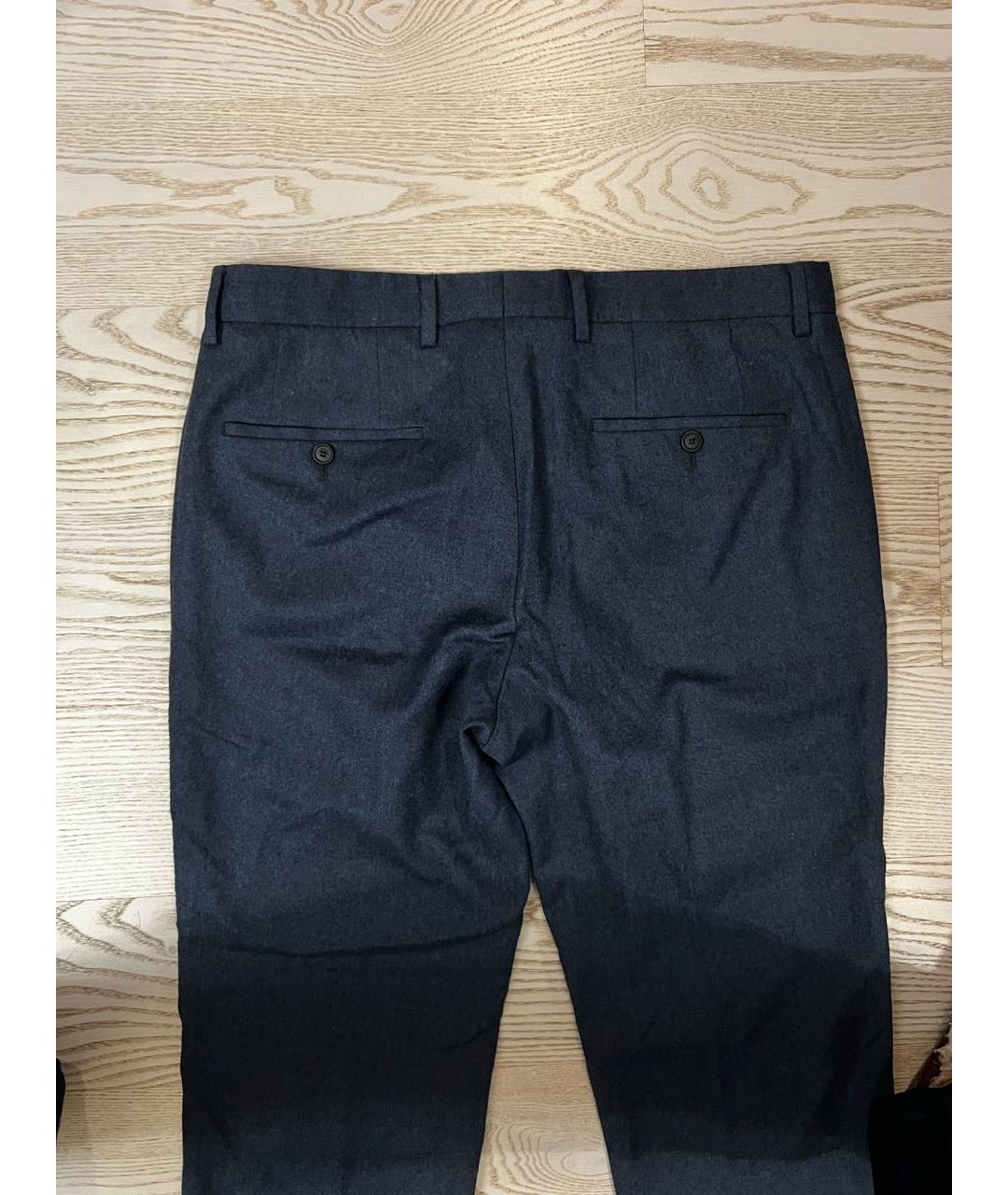 HUGO BOSS Темно-синие шерстяные повседневные брюки, фото 6