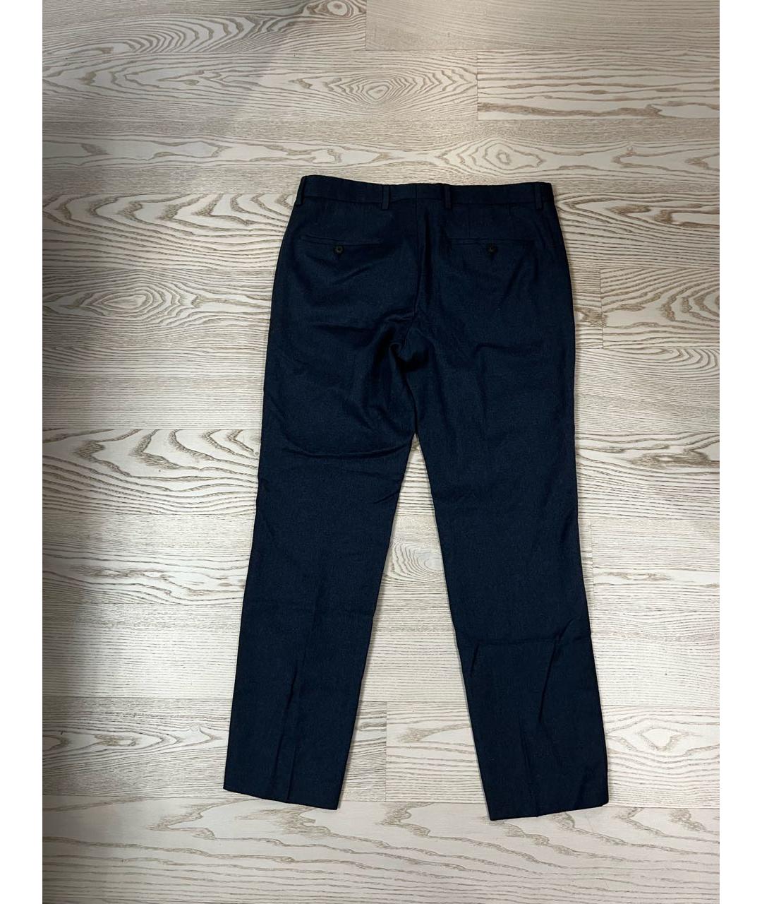 HUGO BOSS Темно-синие шерстяные повседневные брюки, фото 2