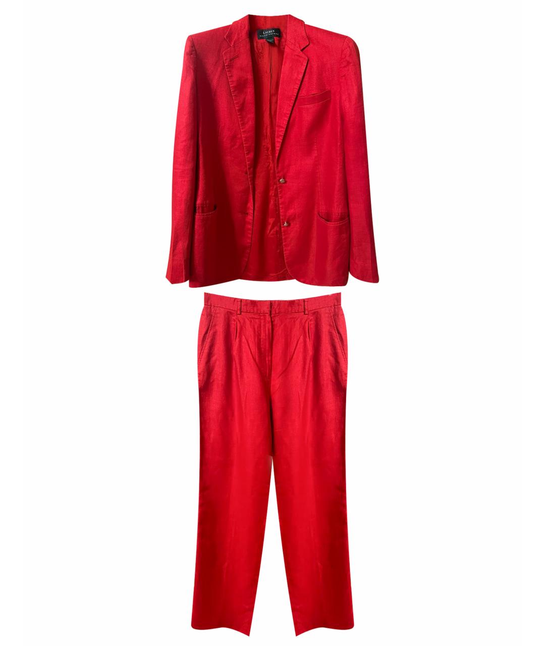 RALPH LAUREN Красный льняной костюм с брюками, фото 1