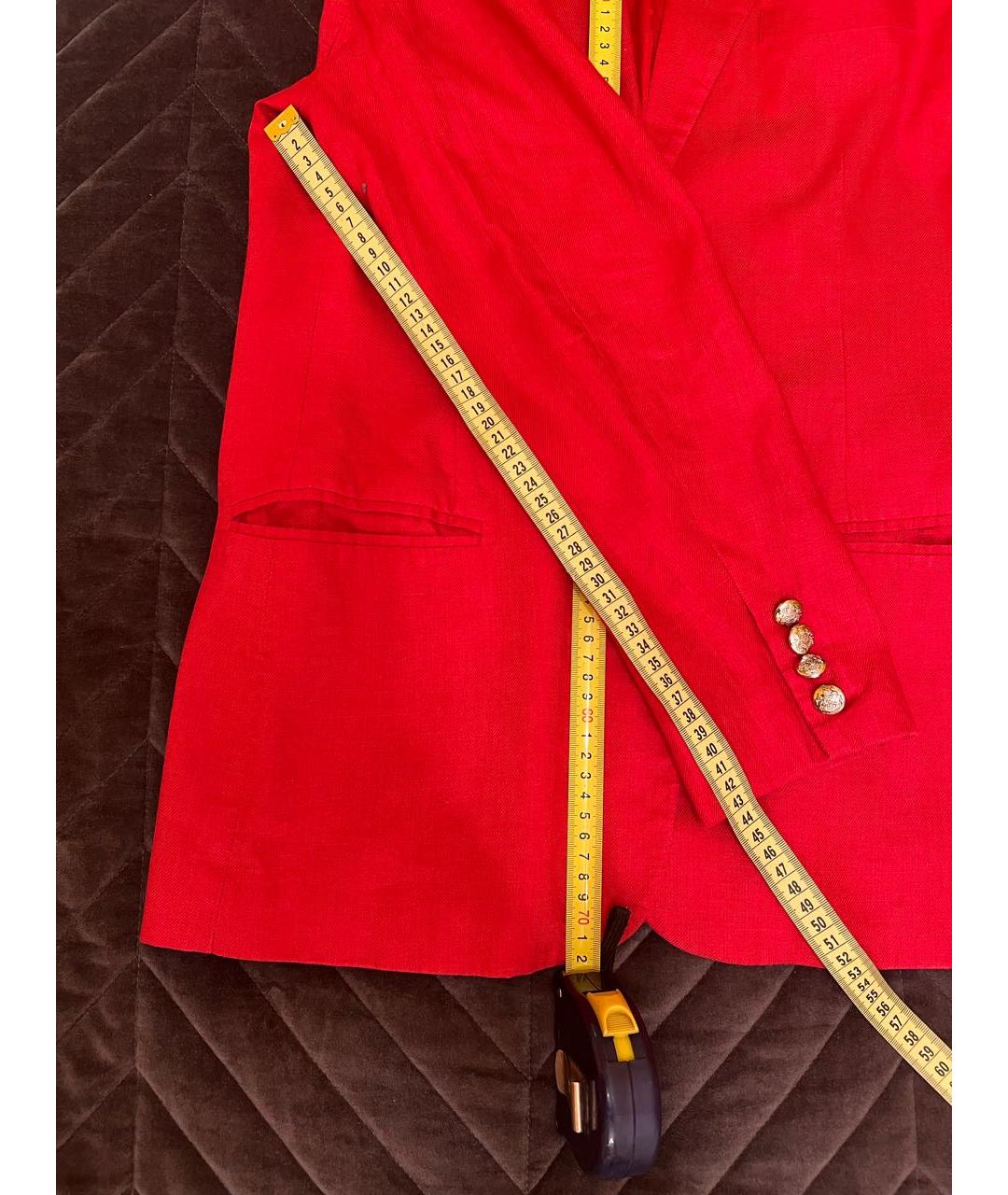 RALPH LAUREN Красный льняной костюм с брюками, фото 6