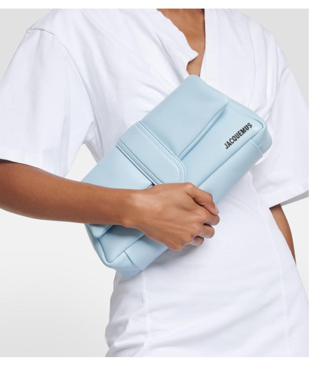 JACQUEMUS Голубая кожаная сумка через плечо, фото 5
