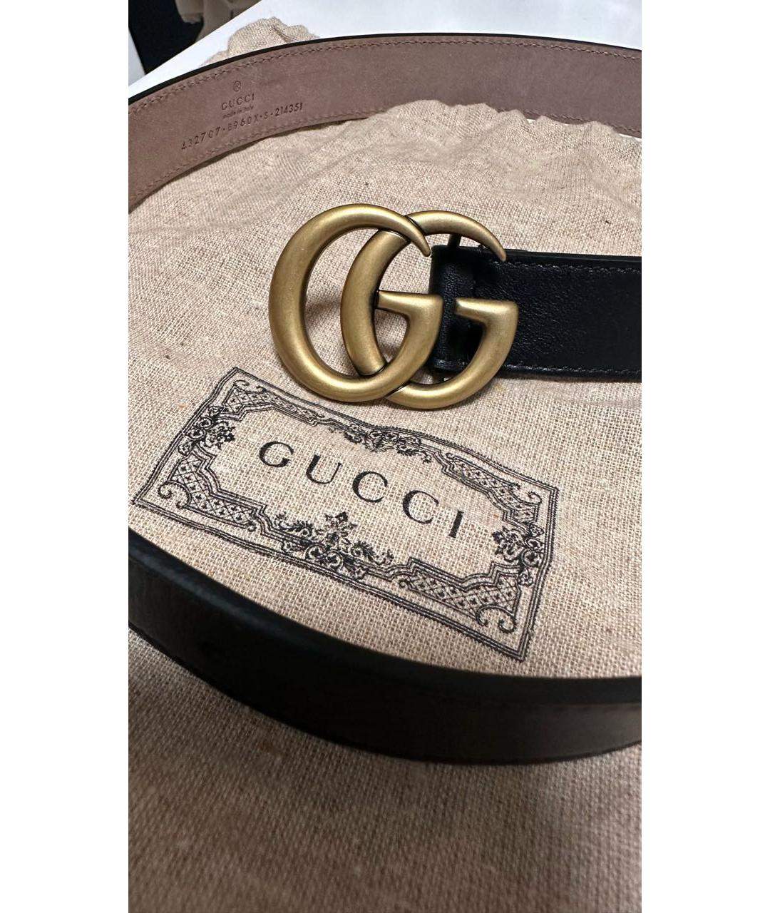 GUCCI Черный кожаный пояс/ремень, фото 2