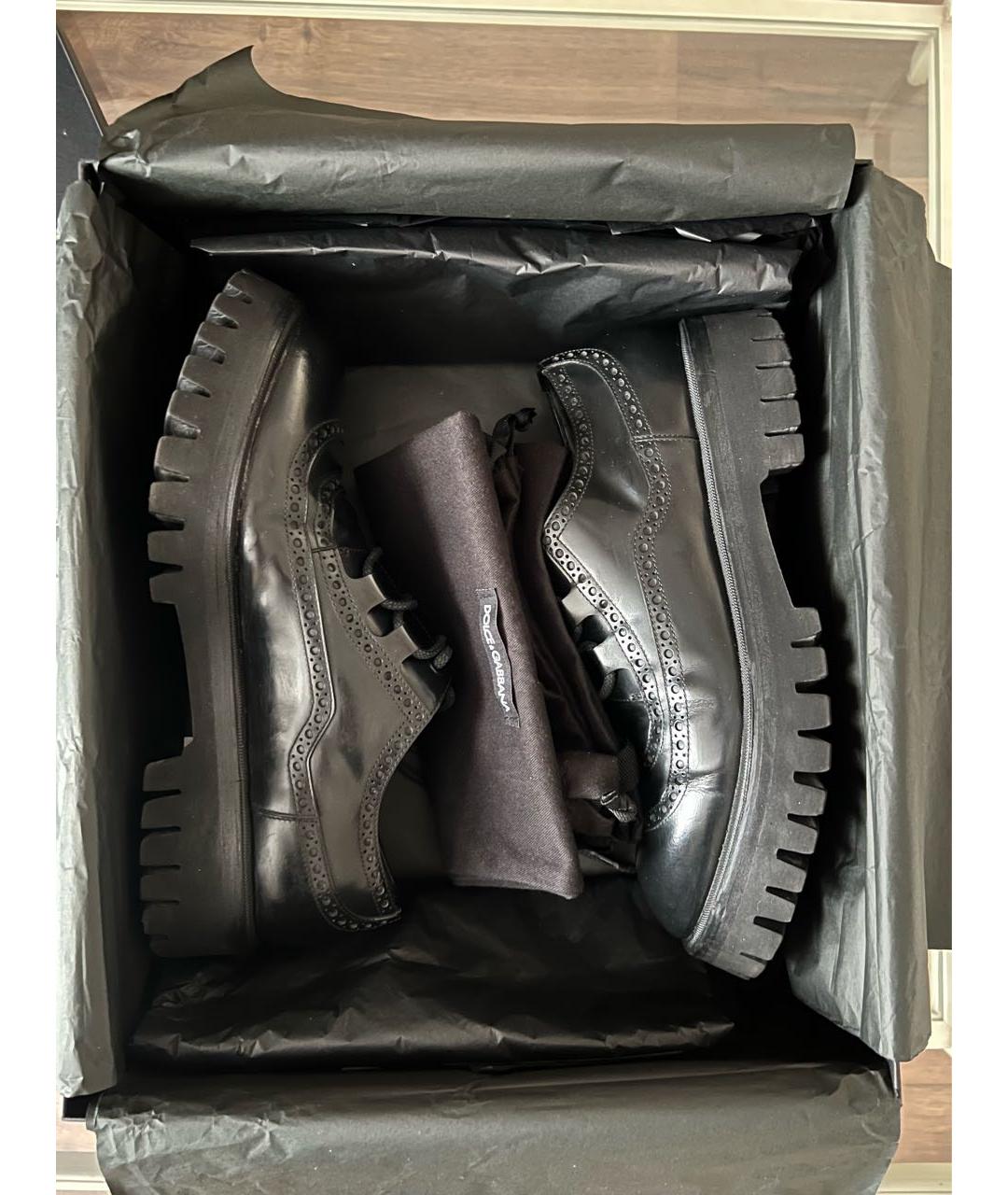 DOLCE&GABBANA Черные кожаные низкие ботинки, фото 5