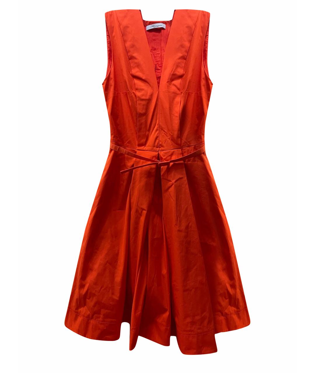 BLUMARINE Коралловое хлопковое коктейльное платье, фото 1