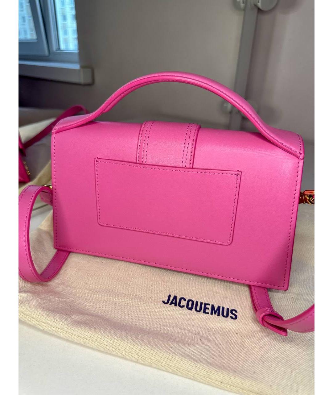 JACQUEMUS Розовая кожаная сумка через плечо, фото 4