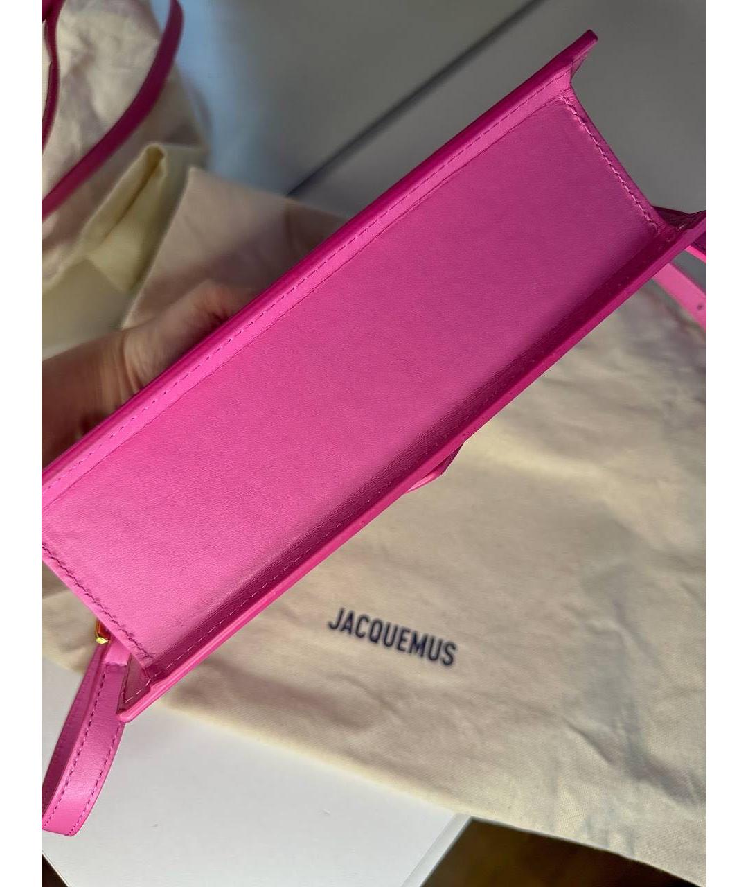 JACQUEMUS Розовая кожаная сумка через плечо, фото 8