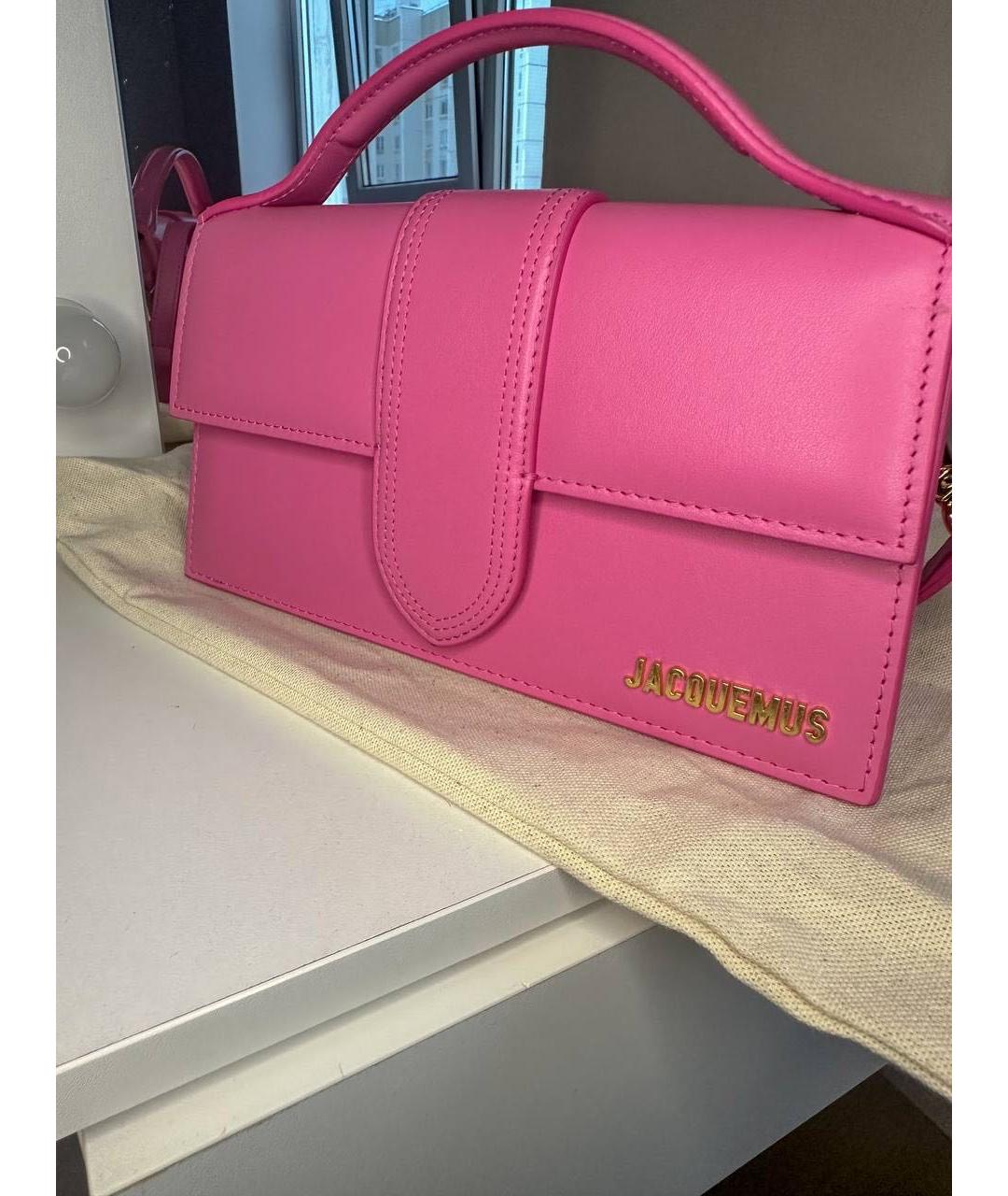 JACQUEMUS Розовая кожаная сумка через плечо, фото 6