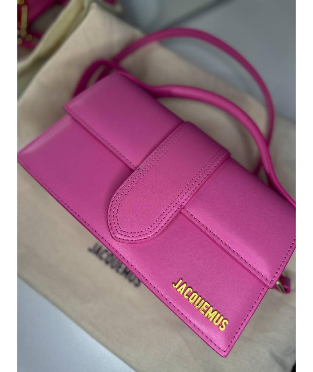 JACQUEMUS Розовая кожаная сумка через плечо, фото 9