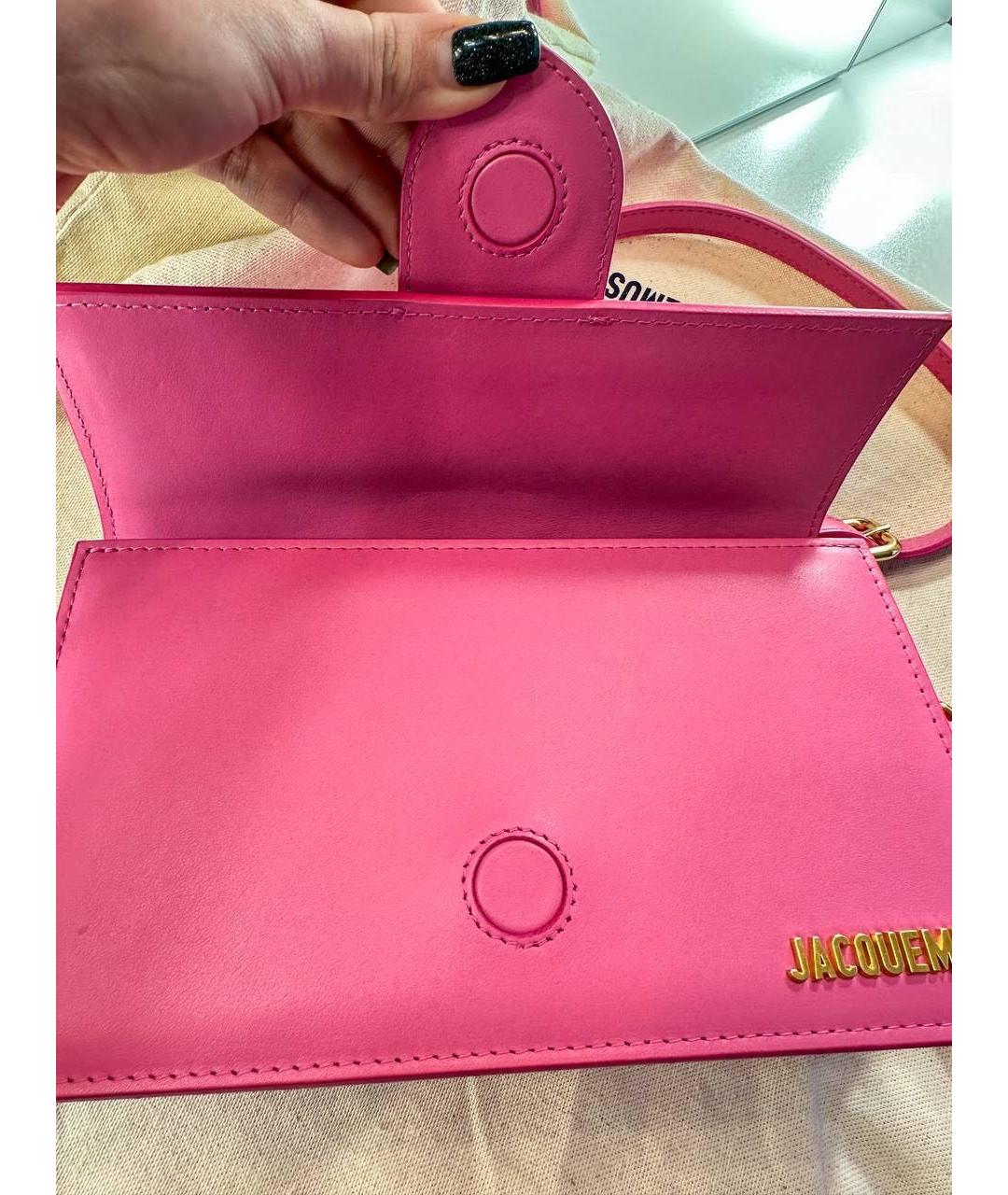 JACQUEMUS Розовая кожаная сумка через плечо, фото 5