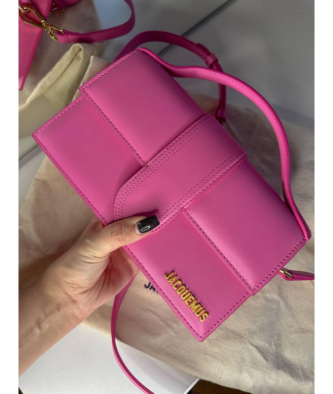 JACQUEMUS Розовая кожаная сумка через плечо, фото 2