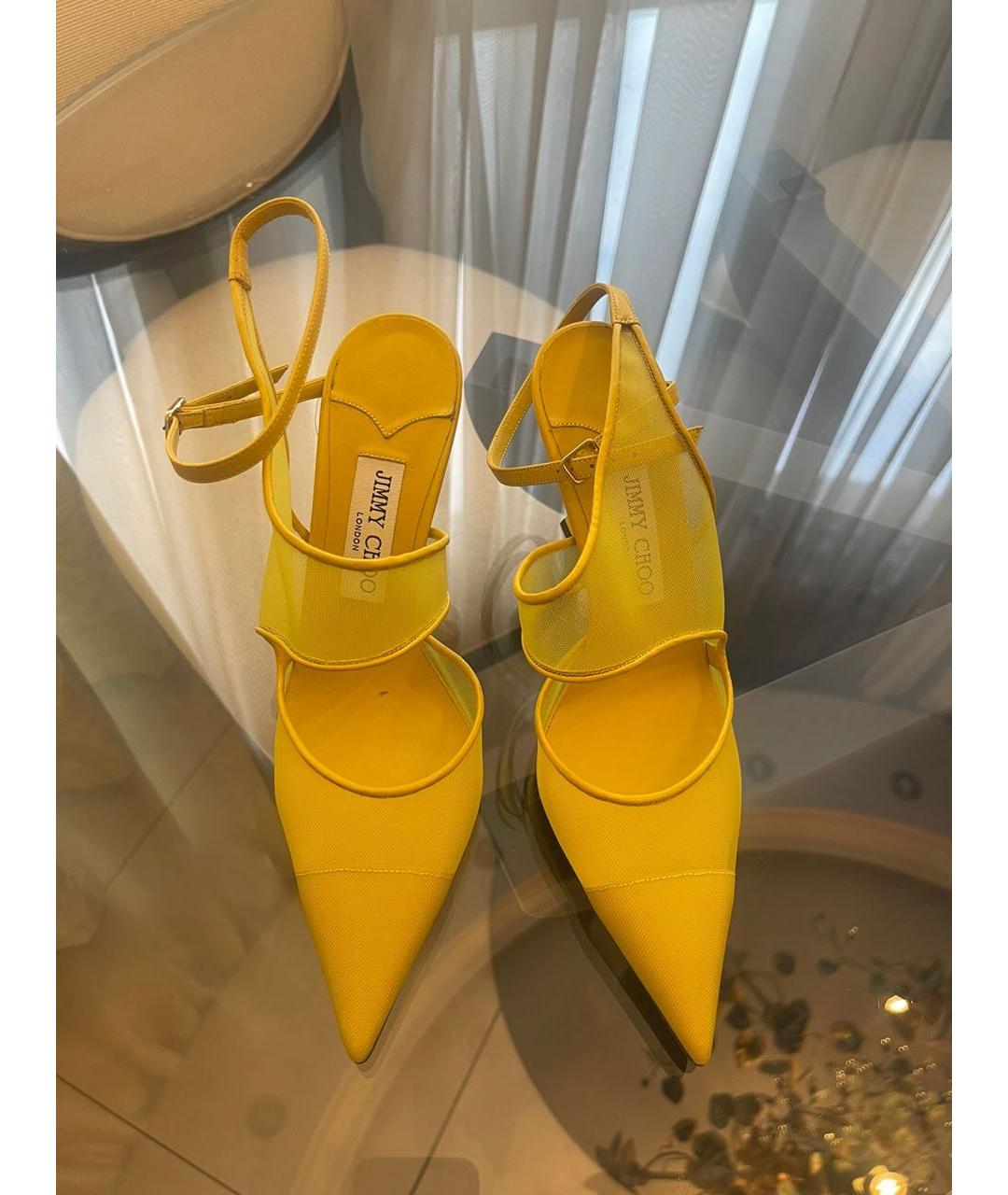 JIMMY CHOO Желтые текстильные туфли, фото 2