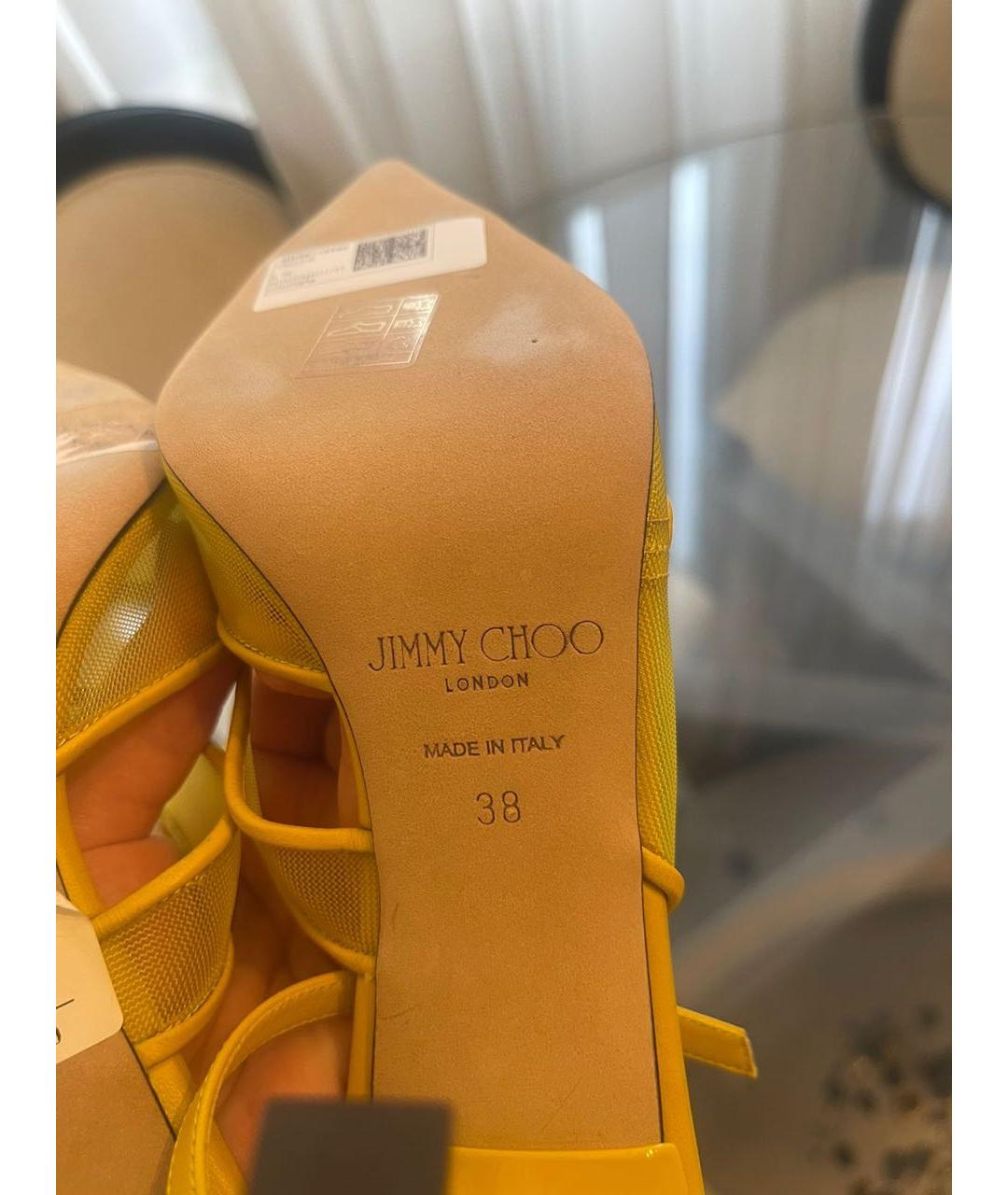 JIMMY CHOO Желтые текстильные туфли, фото 3