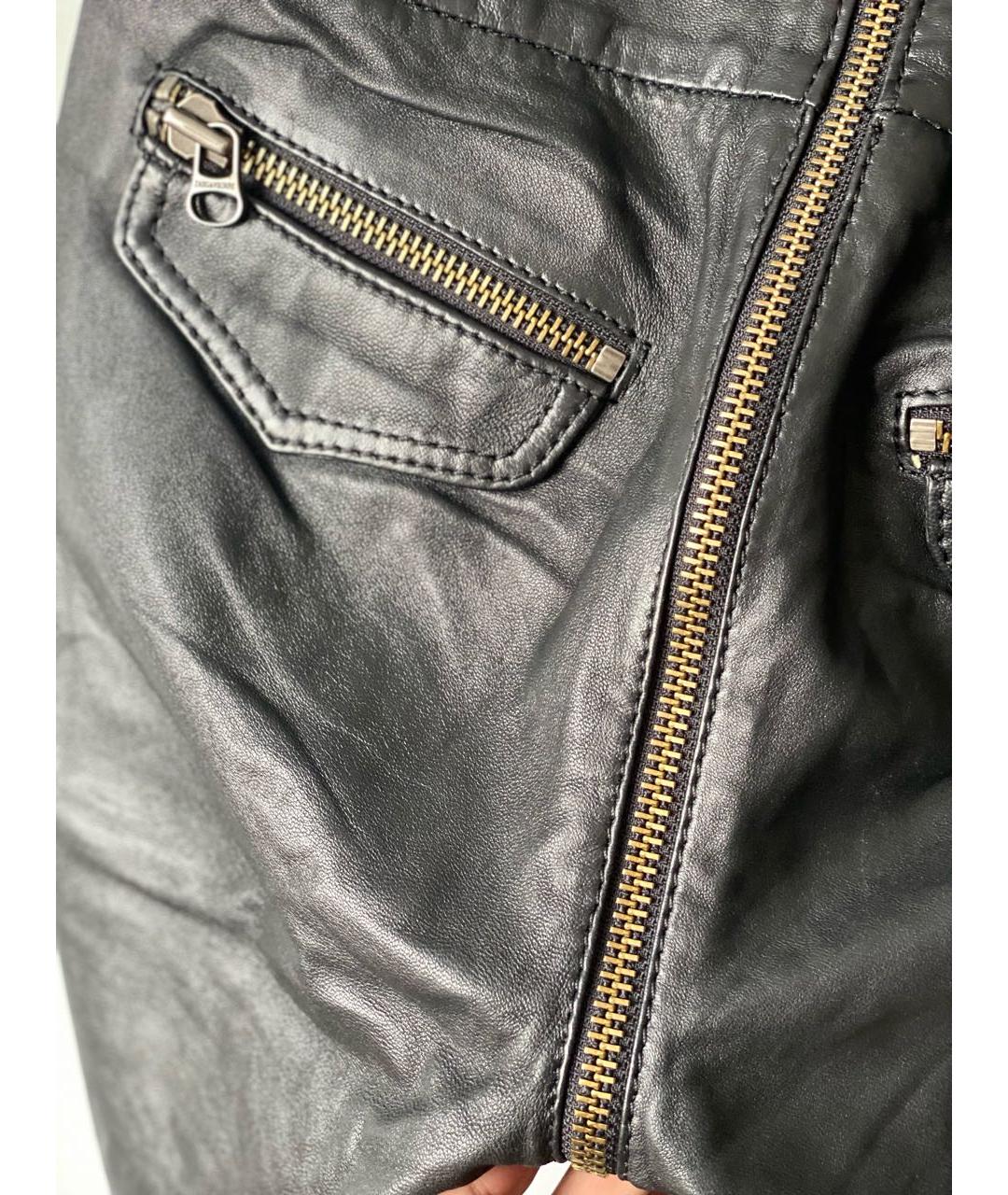 ZADIG & VOLTAIRE Черные кожаные прямые брюки, фото 4