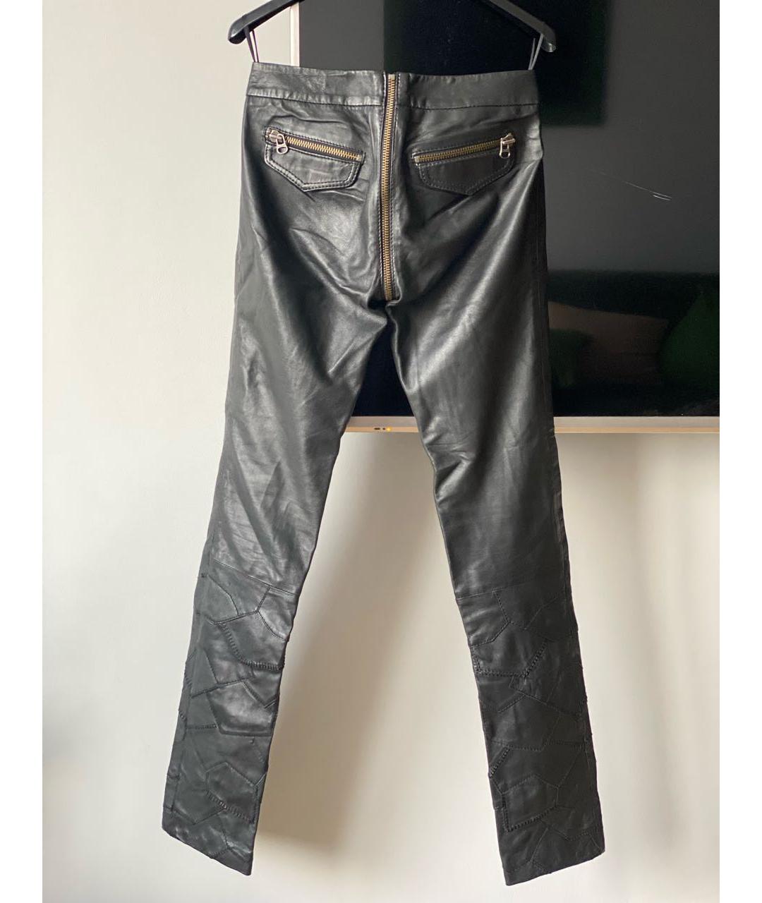 ZADIG & VOLTAIRE Черные кожаные прямые брюки, фото 2