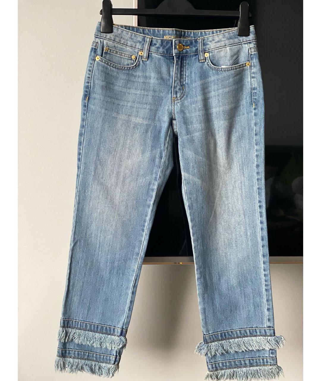 MICHAEL MICHAEL KORS Голубые хлопковые прямые джинсы, фото 5