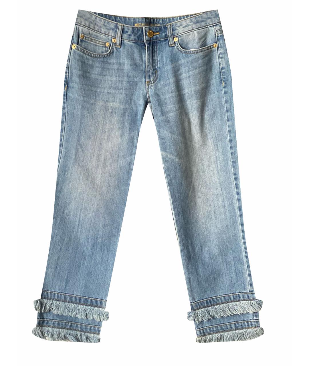 MICHAEL MICHAEL KORS Голубые хлопковые прямые джинсы, фото 1