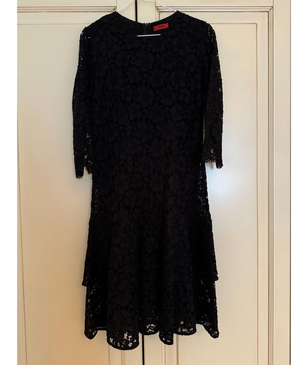 HUGO BOSS Черное хлопковое коктейльное платье, фото 8