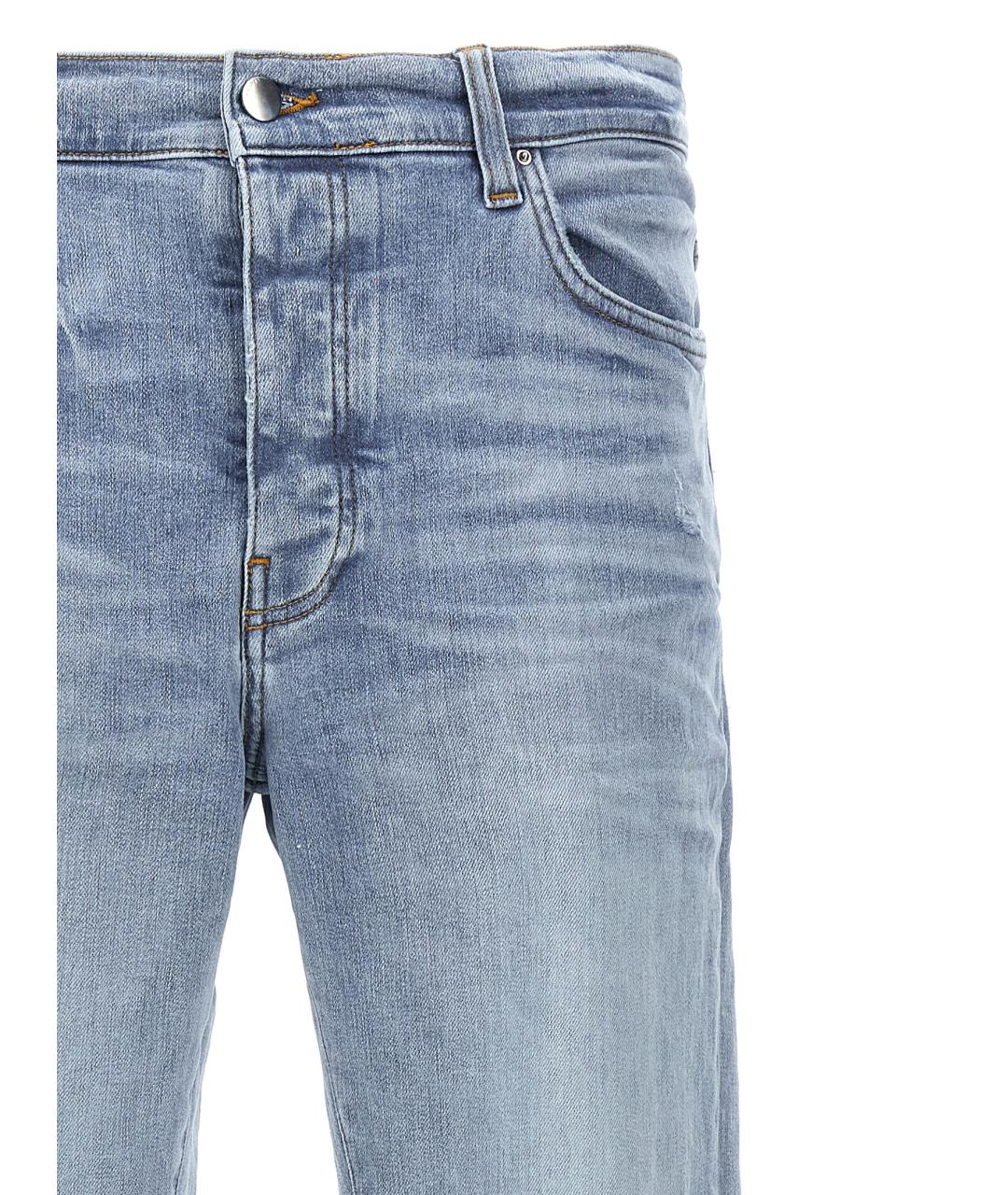 AMIRI Голубые хлопковые прямые джинсы, фото 3