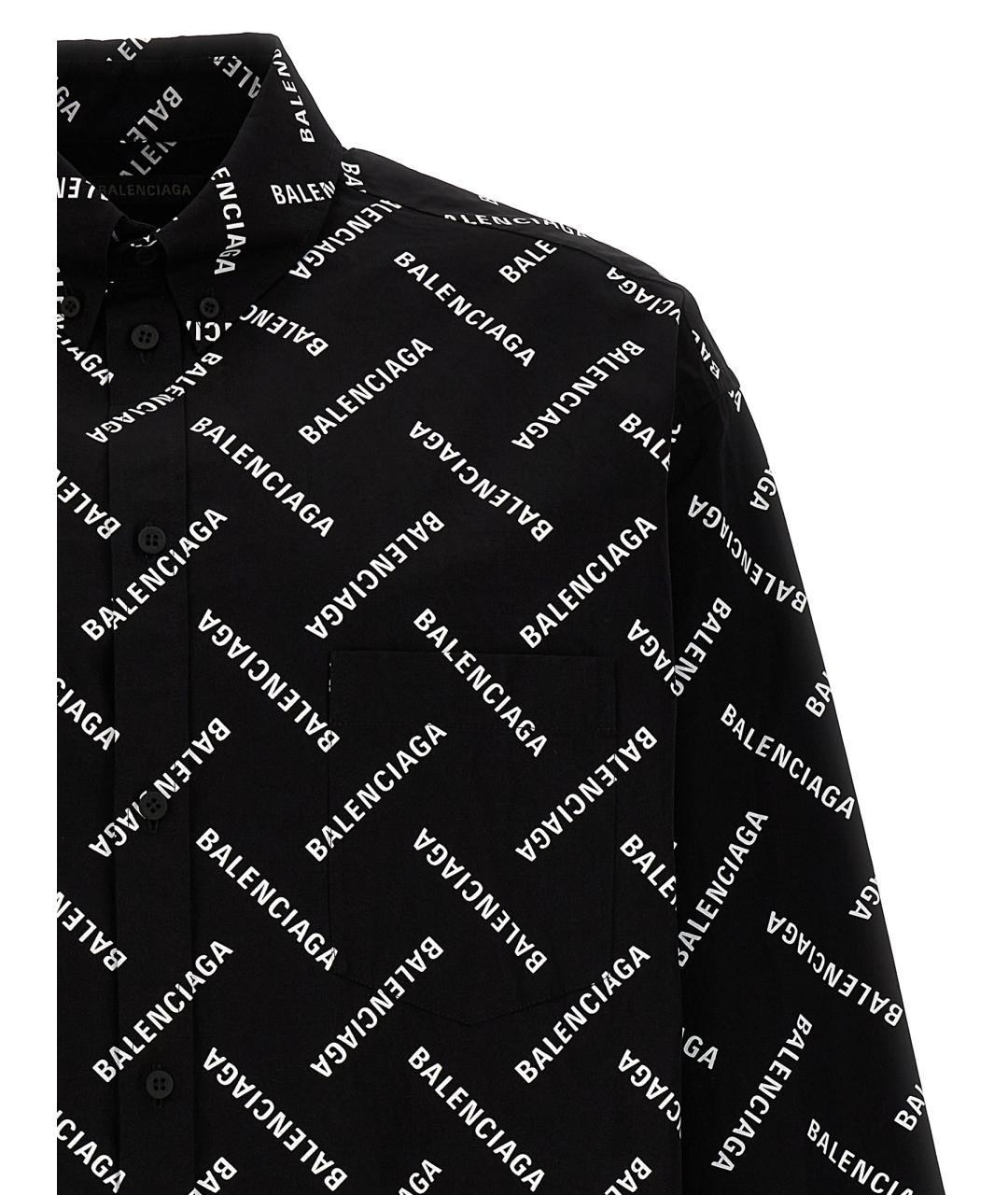 BALENCIAGA Черная хлопковая кэжуал рубашка, фото 3