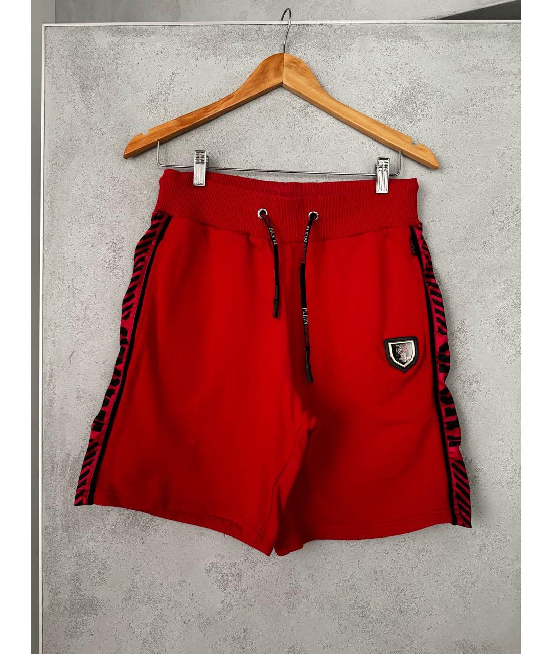 PLEIN SPORT Красные хлопковые шорты, фото 5