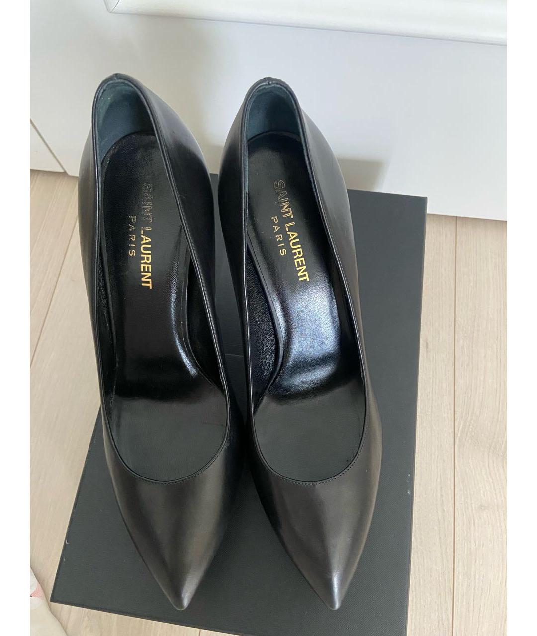 SAINT LAURENT Черные кожаные туфли, фото 3
