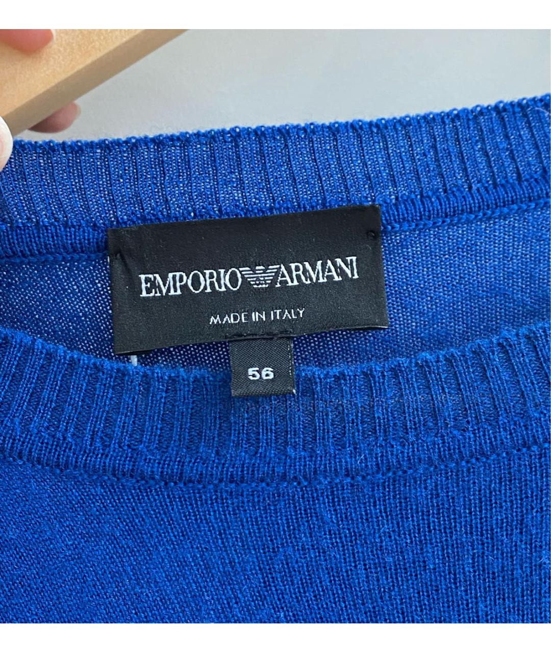 EMPORIO ARMANI Синий шерстяной джемпер / свитер, фото 2