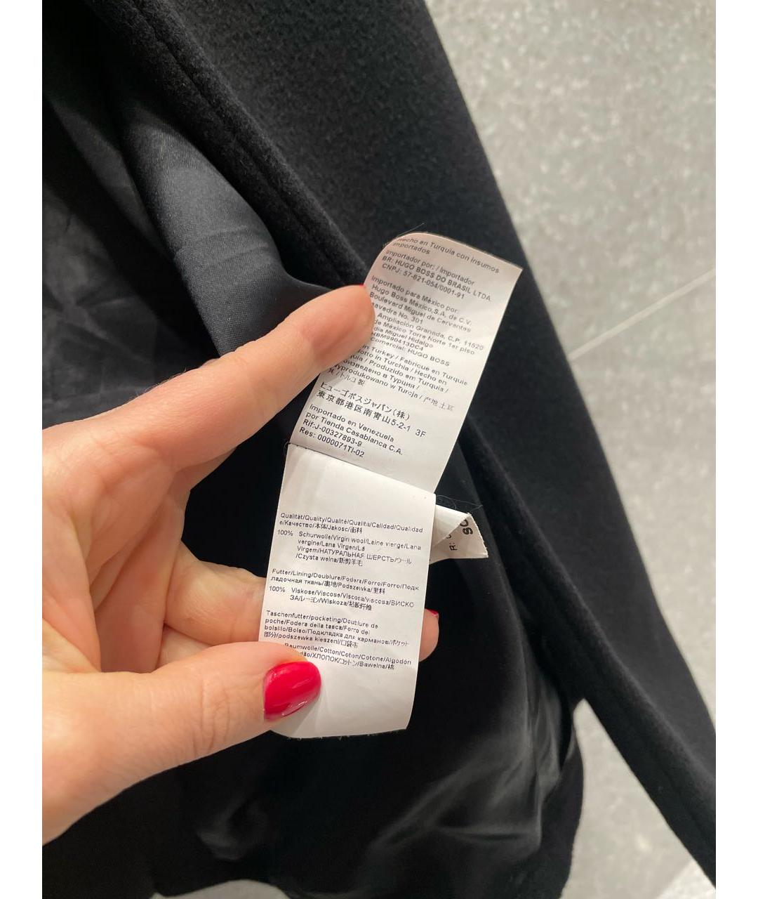 HUGO BOSS Черное шерстяное пальто, фото 4