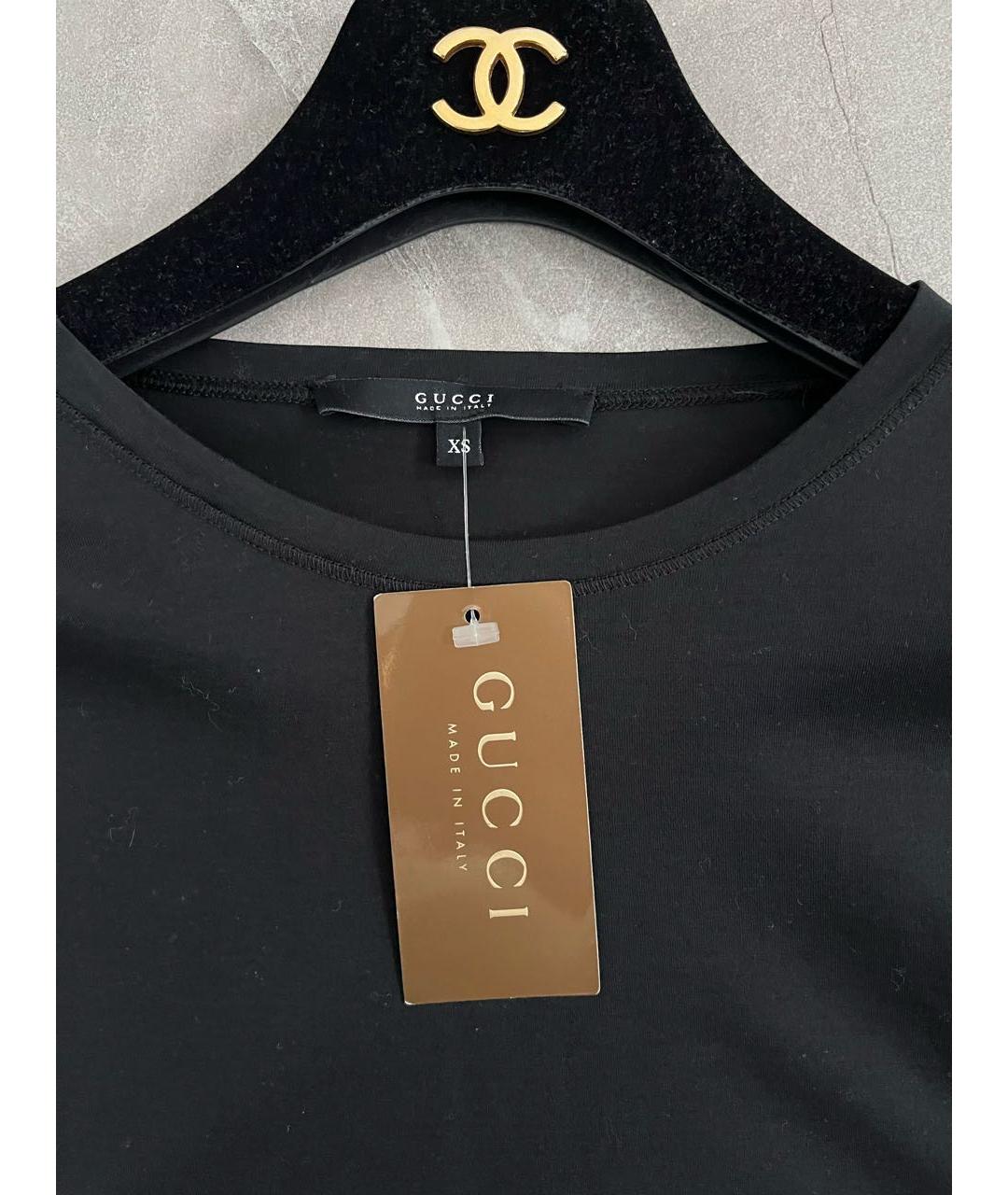 GUCCI Черная хлопковая футболка, фото 2