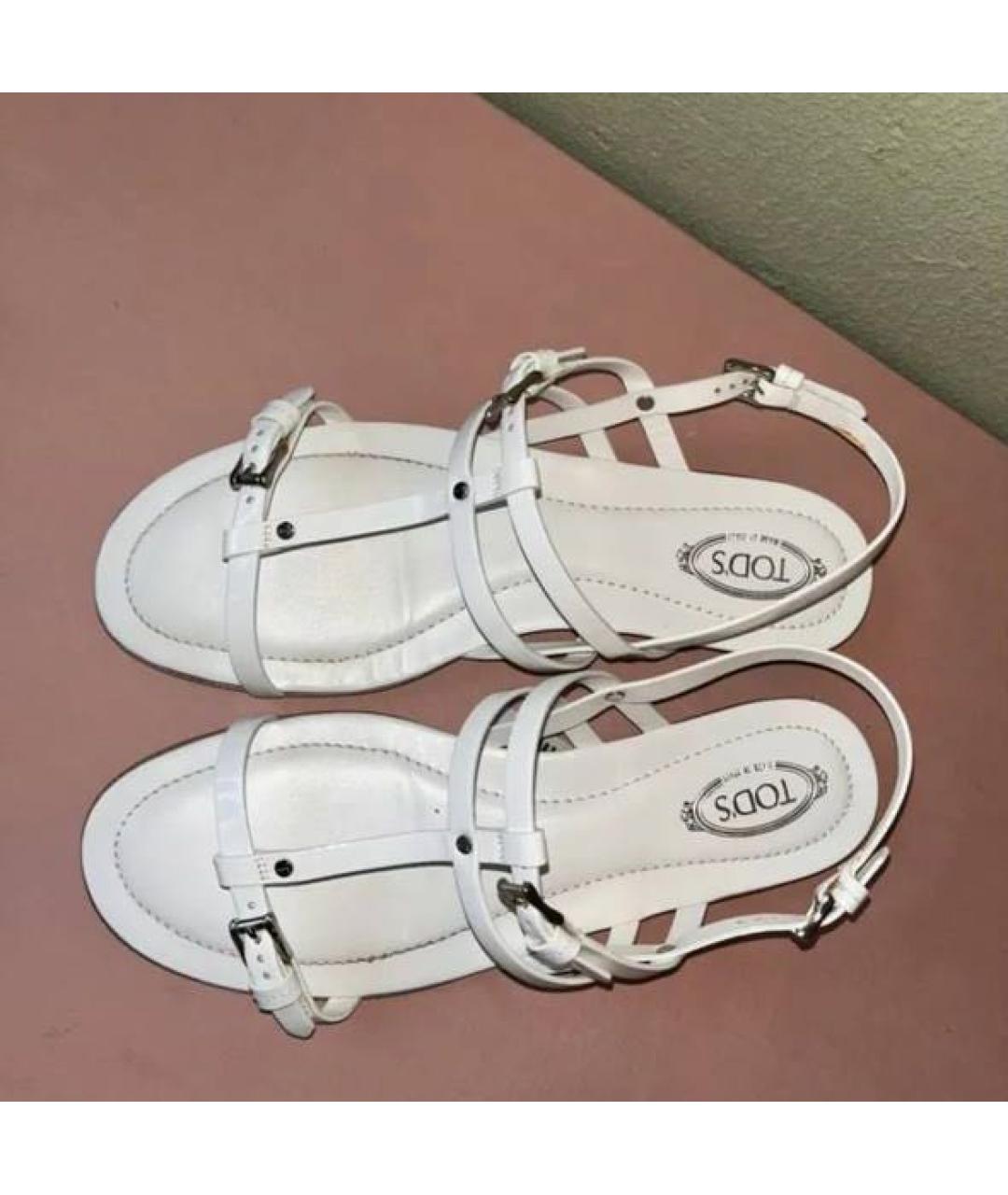 TOD'S Белые кожаные сандалии, фото 2
